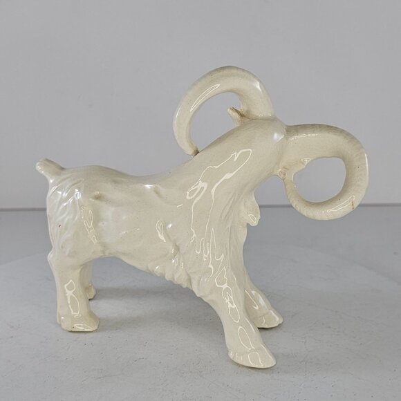 Vintage Ceramic Ram Figurine With Large Curved Horns Japan Goat Ibex Sheep MCM - Picture 4 of 9